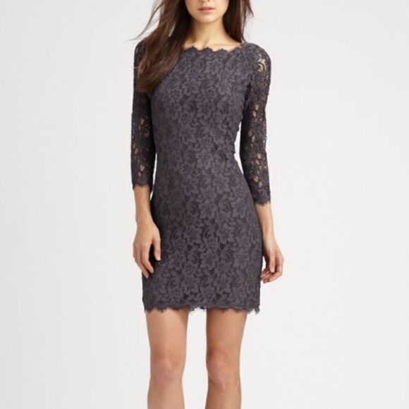 Diane Von Furstenberg Zarita Lace 3/4 Sleeve Dress Size 4 - Picture 1 of 14